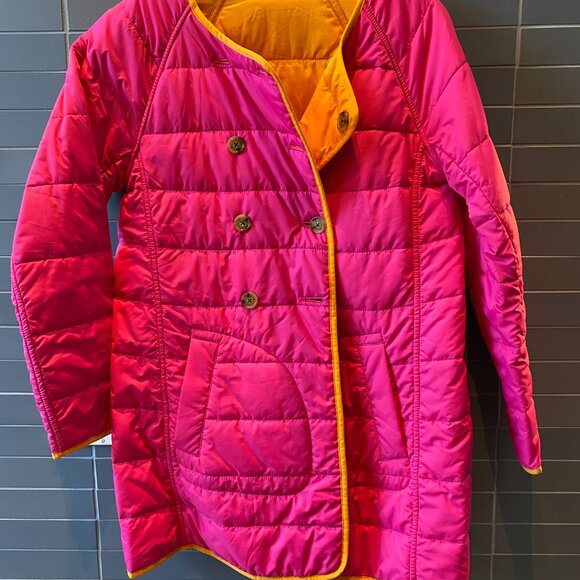 J. Crew Reversible Nylon Puffer Jacket Fuchsia Blossom, size xs - Picture 3 of 4